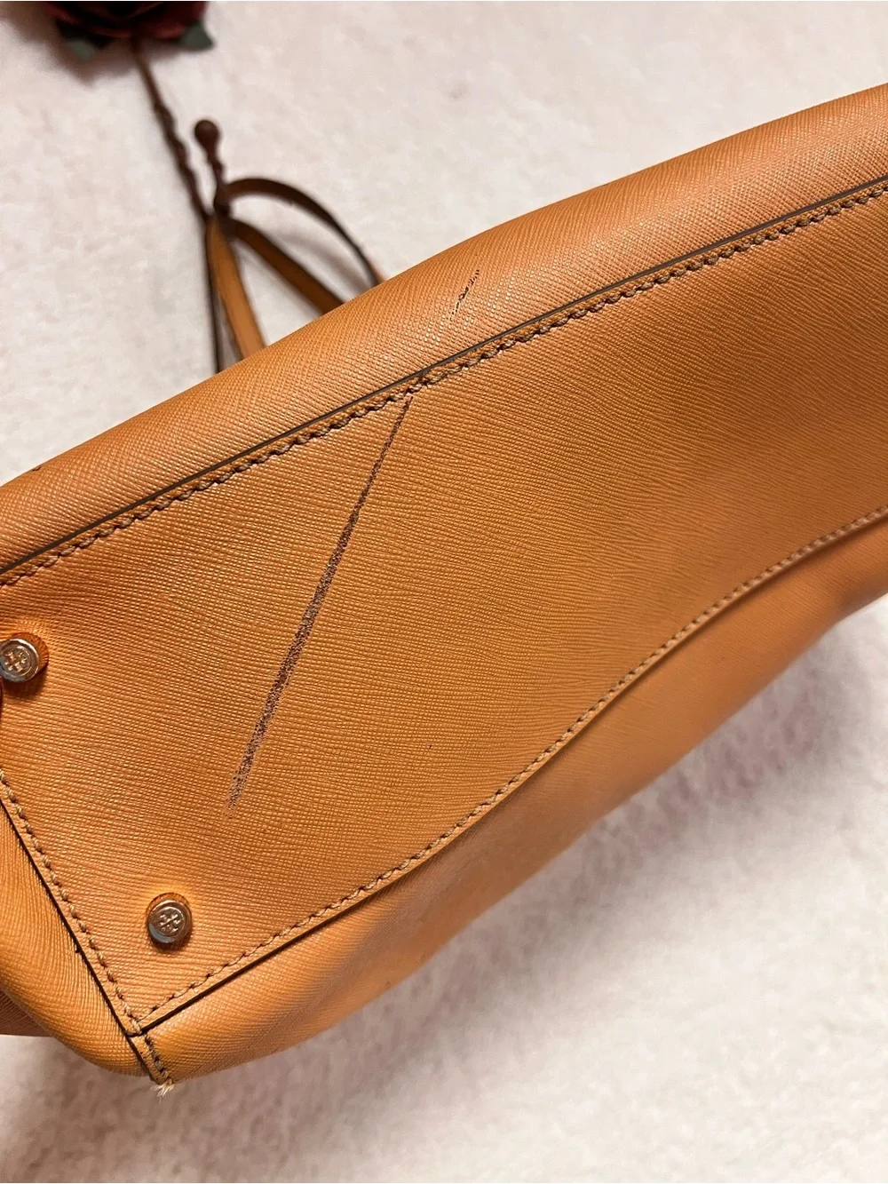 Tory Burch Cognac Leather Zip-Top Tote